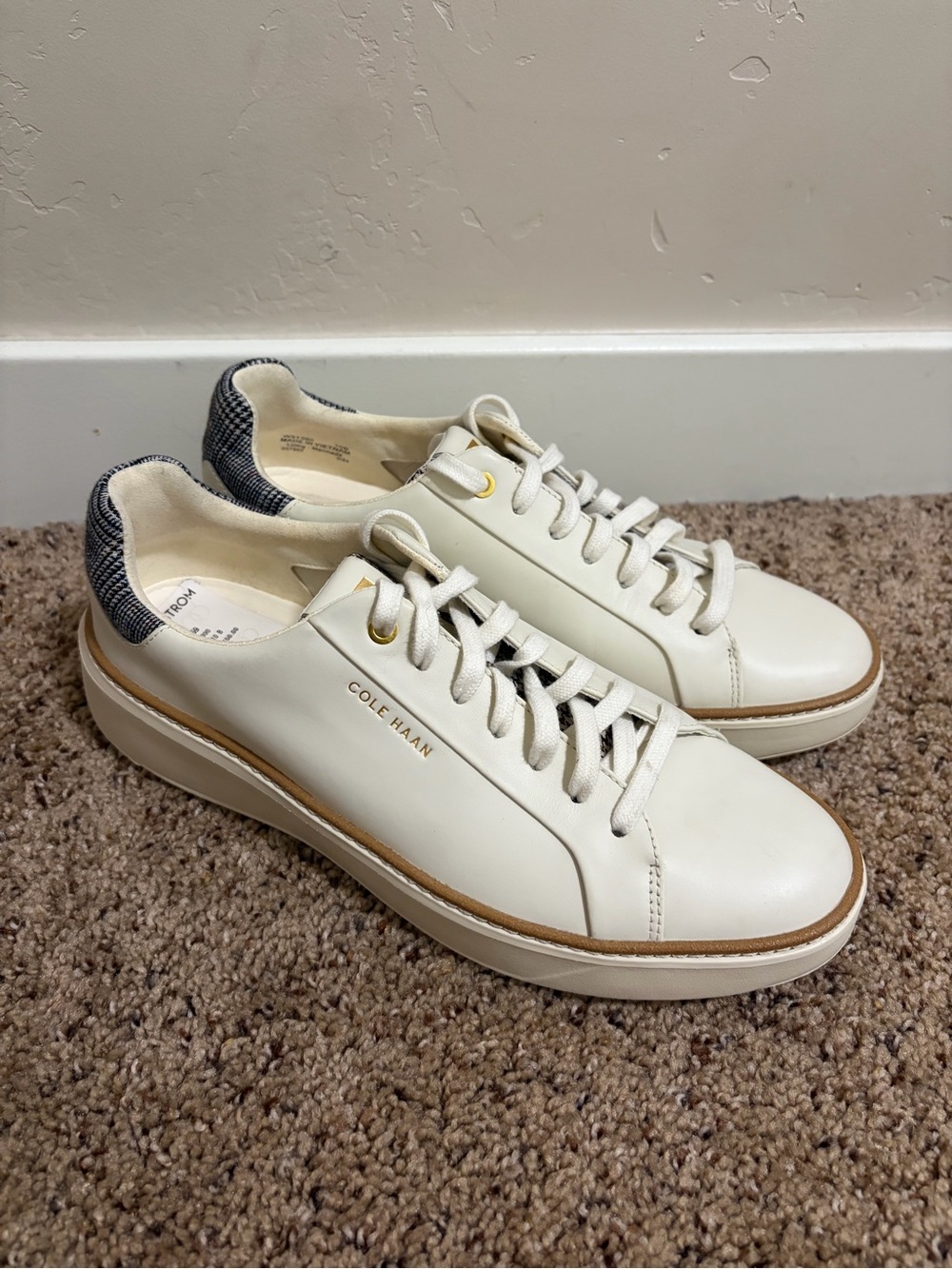 Cole Haan Women's GrandPro Topspin Sneaker W31390 Ivory Mini Plaid Size 10 B